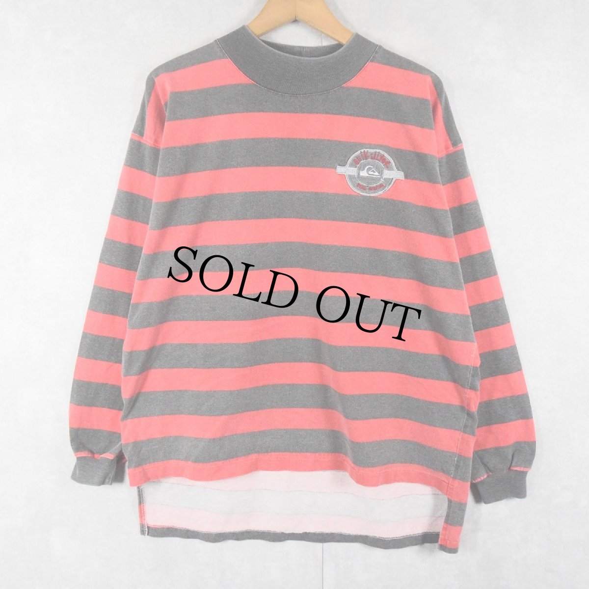 画像2: 80's QUIKSILVER USA製 ロゴワッペン ボーダー柄 ロンT M (2)