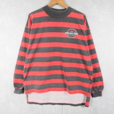 画像2: 80's QUIKSILVER USA製 ロゴワッペン ボーダー柄 ロンT M (2)