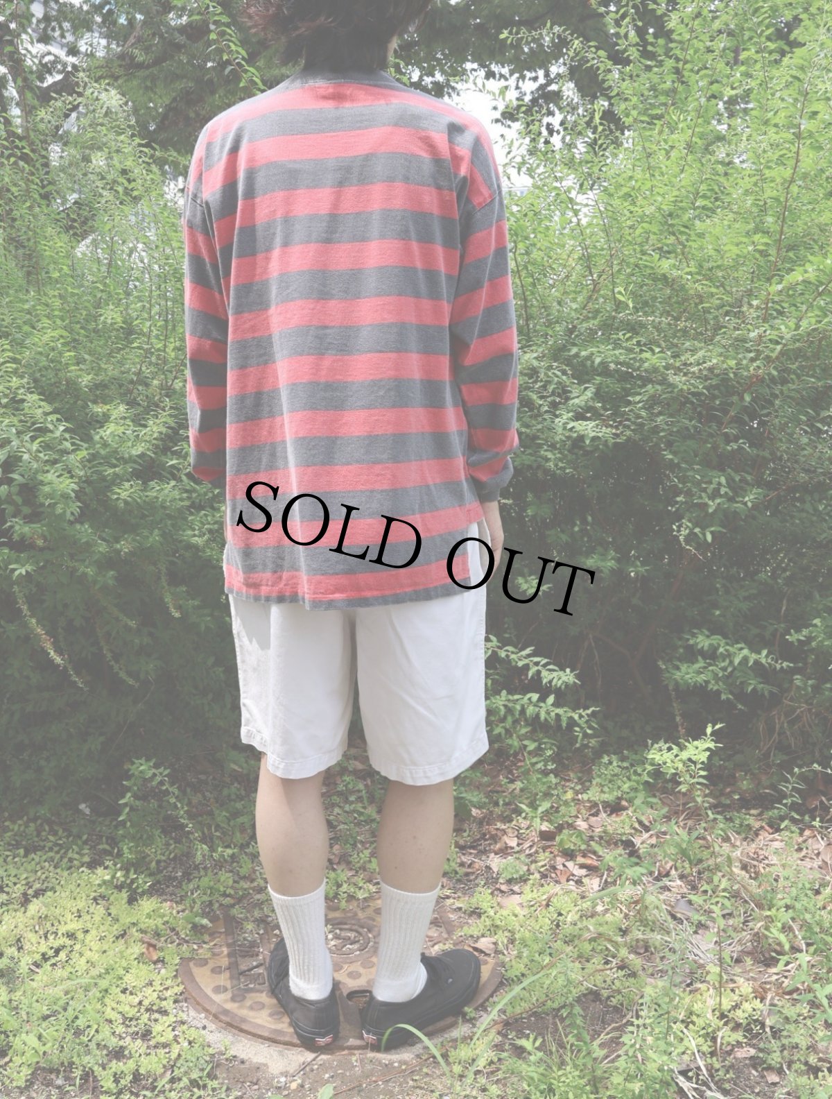 画像4: 80's QUIKSILVER USA製 ロゴワッペン ボーダー柄 ロンT M (4)