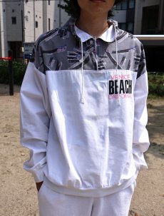 画像1: 90's USA製 "VENICE BEACH CALIFORNIA" ハーフジップ コットンプルオーバージャケット XL (1)