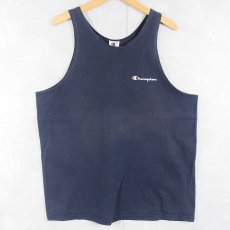 画像1: 80〜90's Champion USA製 青刺繍タグ 後期 ロゴプリントタンクトップ NAVY L (1)