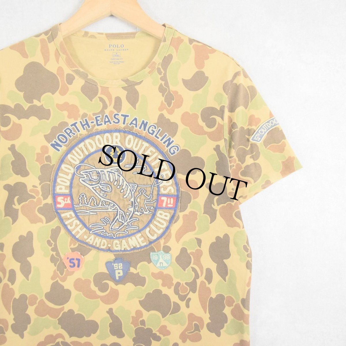 画像1: POLO Ralph Lauren "FISH AND GAME CLUB" 刺繍入り カモ柄Tシャツ M (1)