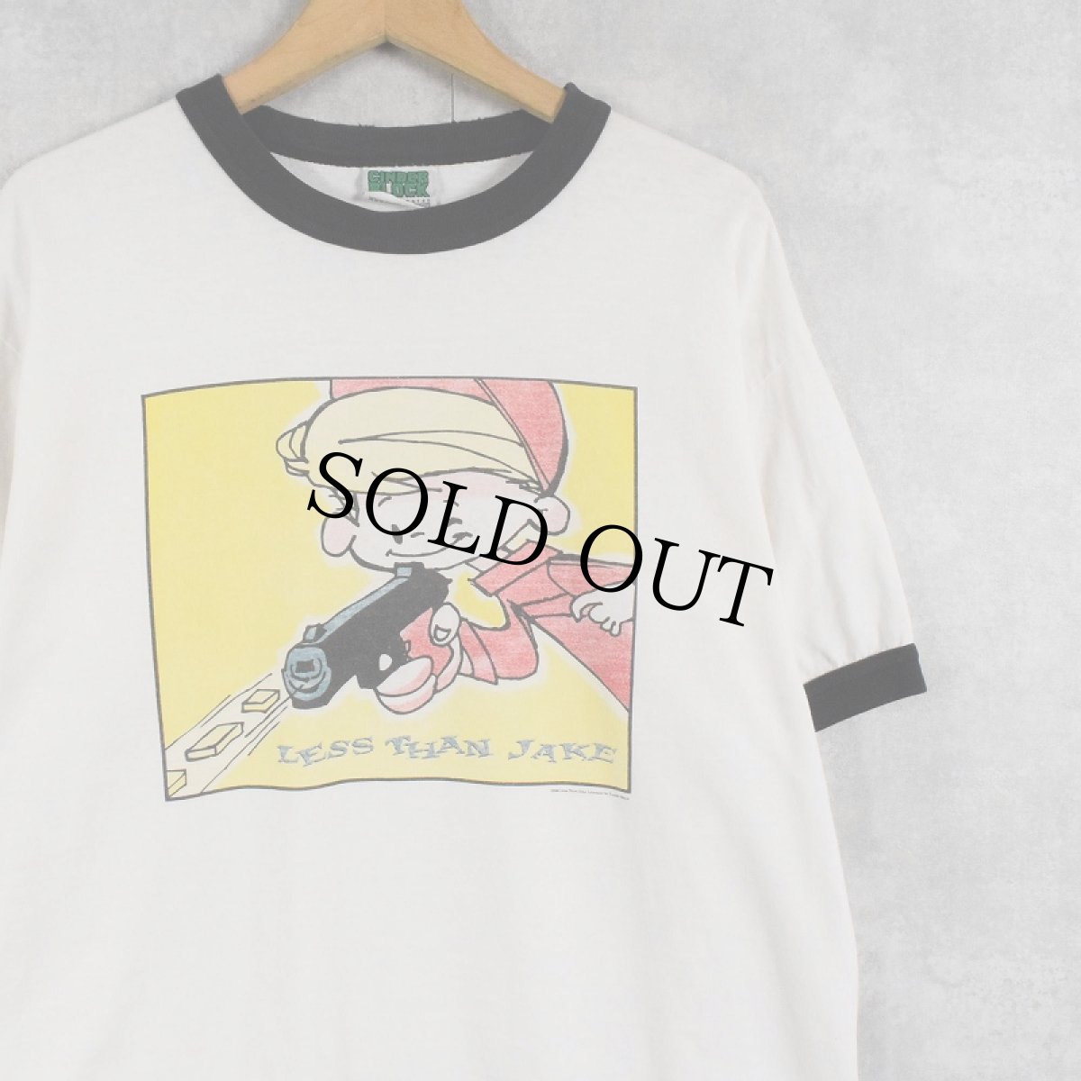 画像1: 90's LESS THAN JAKE スカコア・バンド プリント リンガーTシャツ L (1)