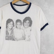 画像1: 80〜90's ピクセルアート  メモリアルプリント リンガーTシャツ NAVY (1)