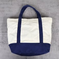 画像1: 80's BROOKSTONE ジップトップ キャンバストートバッグ NAVY MEDIUM (1)