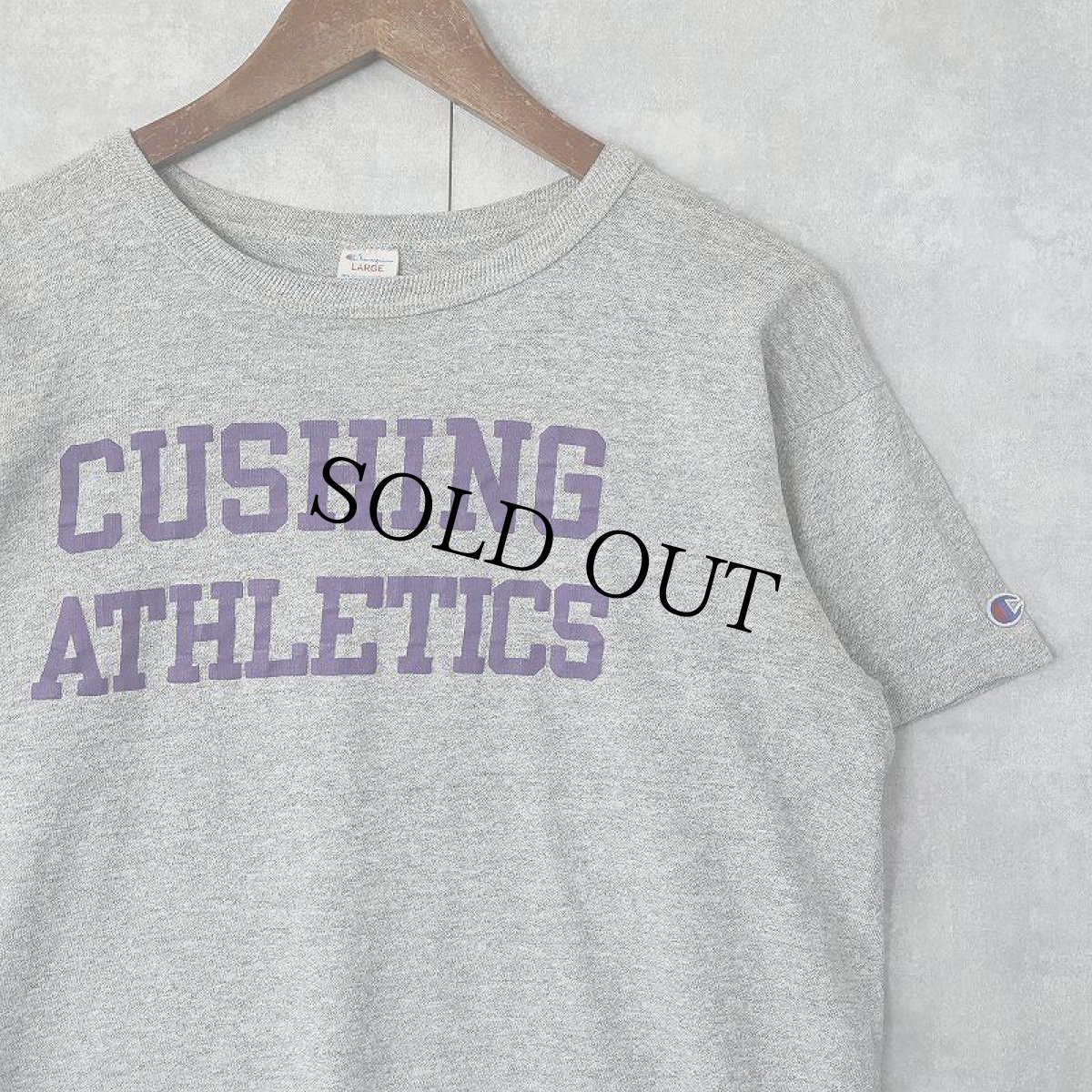 画像1: 80's Champion USA製 トリコタグ 88/12 "CUSHING ATHLETICS" プリントTシャツ L (1)