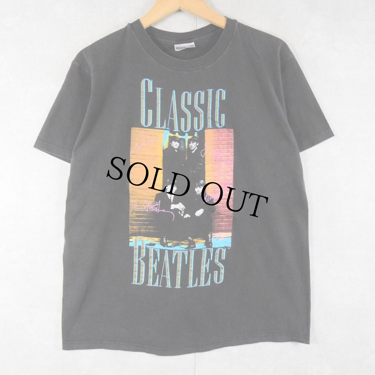 画像1: 80's THE BEATLES USA製 "CLASSIC BEATLES" ロックバンドプリントTシャツ BLACK L (1)