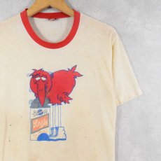 画像1: 70〜80's Schlitz USA製 ビールメーカー プリントリンガーTシャツ M (1)