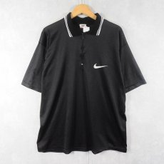 画像1: 90〜2000's NIKE USA製 ハーフジップ メッシュゲームシャツ BLACK L (1)