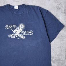 画像1: JESUS SAVES ジーザスプリントTシャツ NAVY 2XL (1)