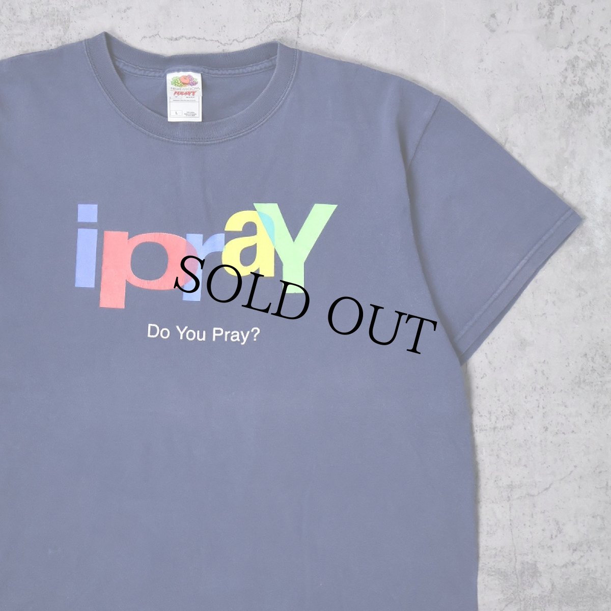 画像1: ipray Do you pray? ジーザス パロディプリントTシャツ NAVY L (1)