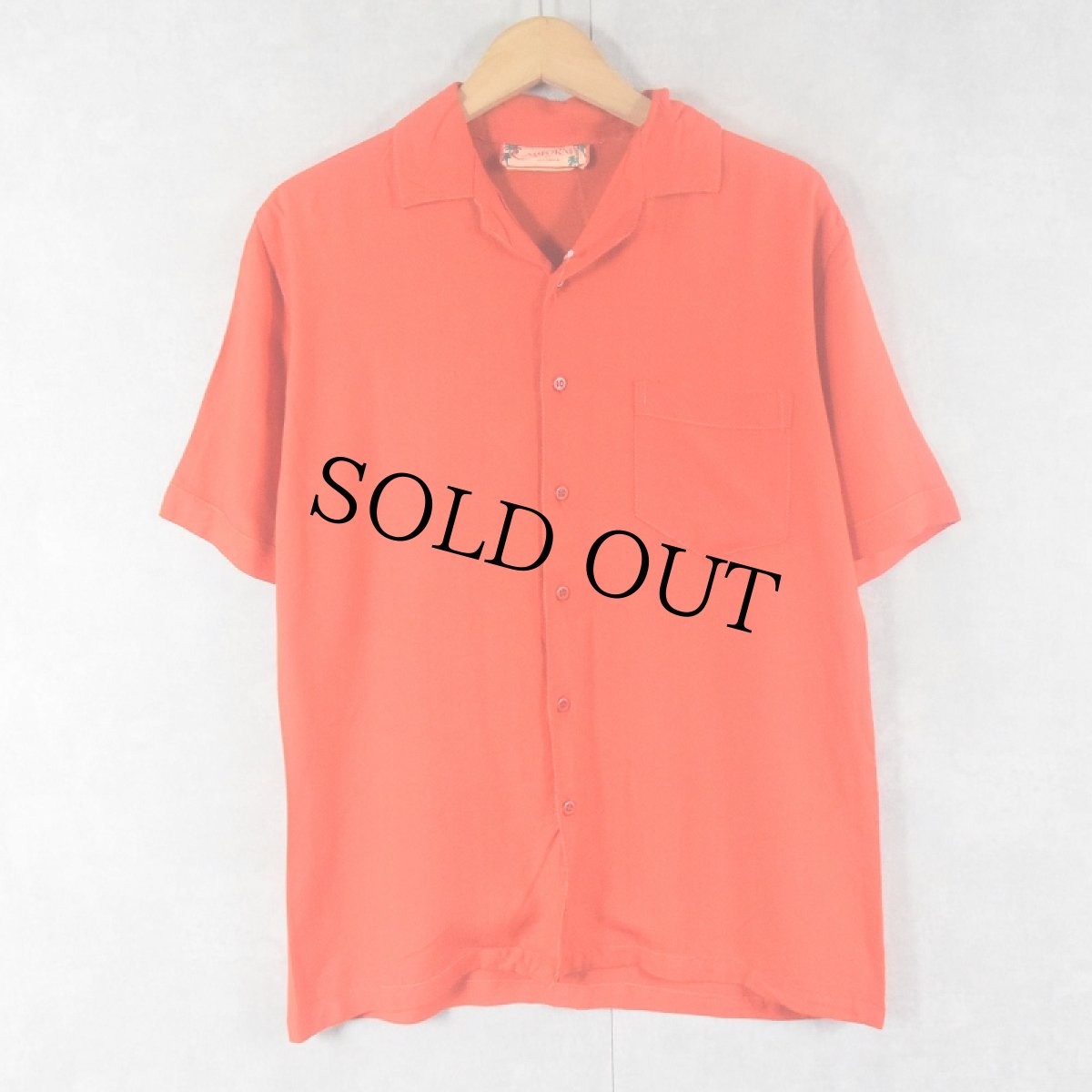 画像2: 60's〜 CALIFORNIA 刺繍入り レーヨン混 オープンカラーシャツ (2)