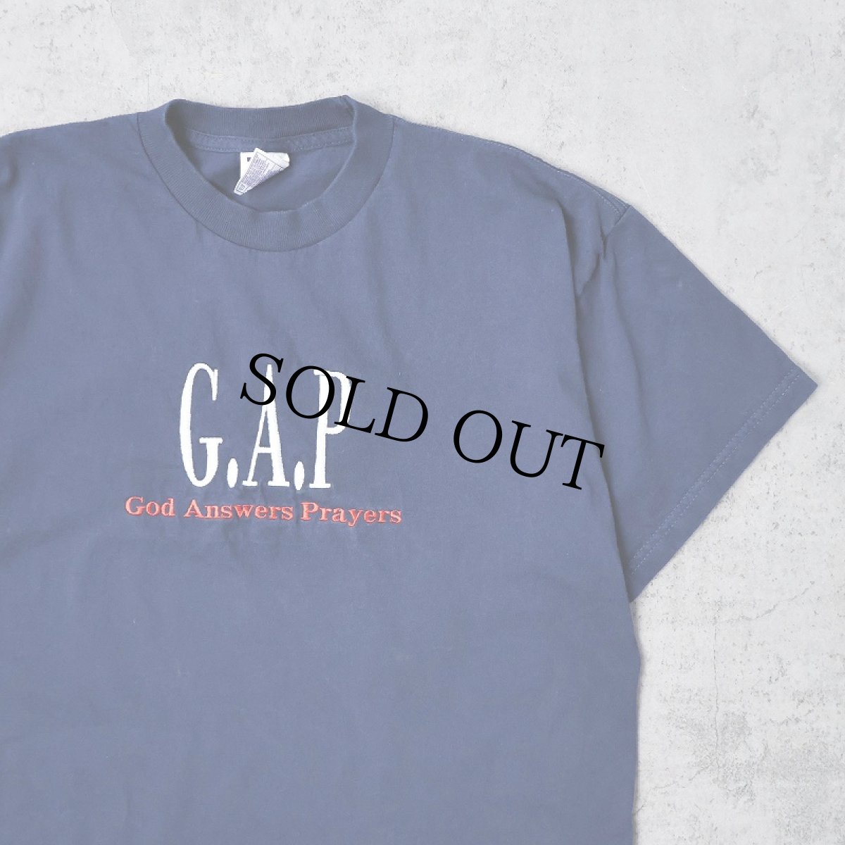 画像1: "God Answers Players" ジーザス パロディプリントTシャツ NAVY L (1)
