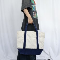 画像2: 80's BROOKSTONE ジップトップ キャンバストートバッグ NAVY MEDIUM (2)