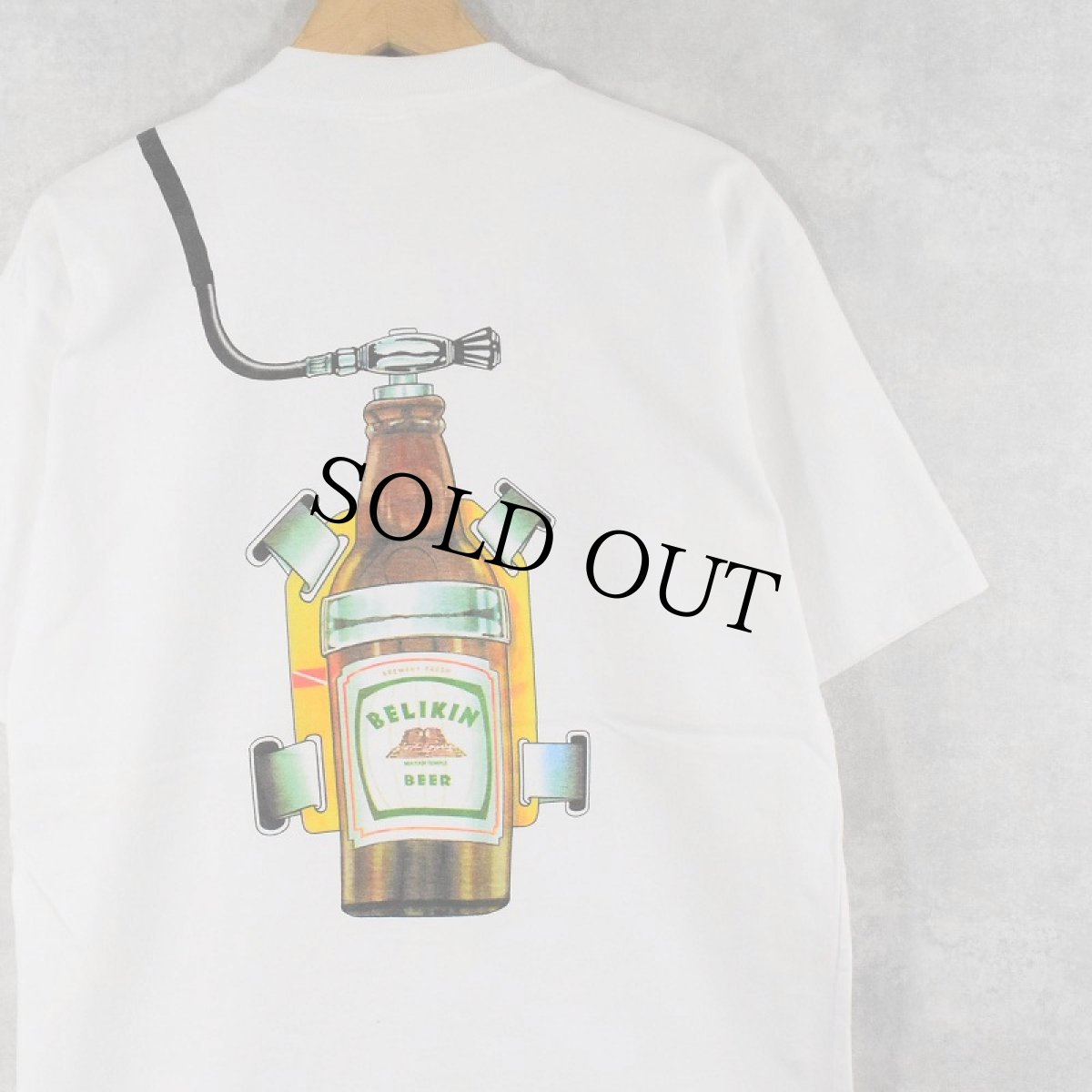 画像1: 90's BELIKIN BEER ビールメーカー プリントTシャツ L (1)