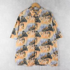 画像1: 90's Guy Buffet Collection by Reyn Spooner HAWAII製 アート柄 コットンアロハシャツ XL (1)