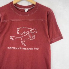 画像1: 70's Bareback Records, Inc. レコードレーベル プリントフットボールTシャツ S (1)