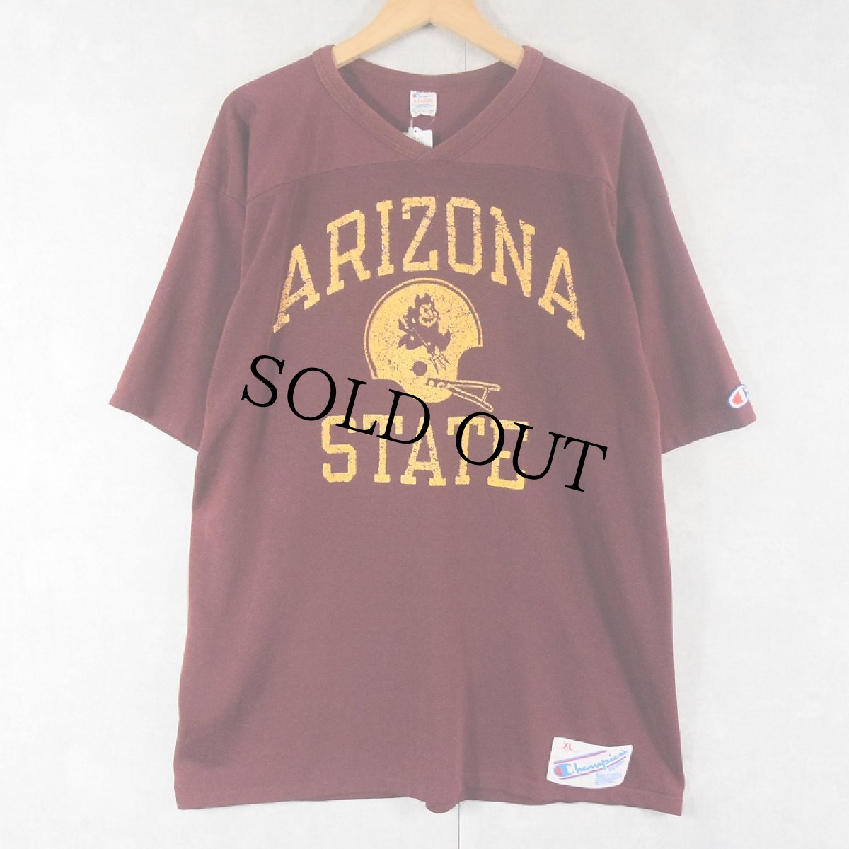画像1: 80's Champion トリコタグ USA製 "ARIZONA STATE" コットン×ナイロン フットボールTシャツ XL (1)