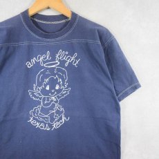 画像1: 70's RUSSELL ATHLETIC USA製 "angel flight" プリントフットボールTシャツ M (1)