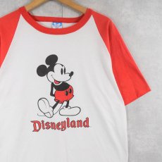 画像1: 80's Disney USA製 "MICKEY MOUSE" キャラクタープリント ラグランTシャツ L (1)