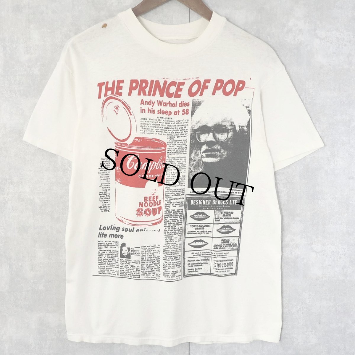 画像1: 80〜90's Andy Warhol "THE PRINCE OF POP" ニュースペーパープリントTシャツ (1)