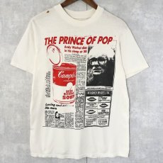 画像1: 80〜90's Andy Warhol "THE PRINCE OF POP" ニュースペーパープリントTシャツ (1)