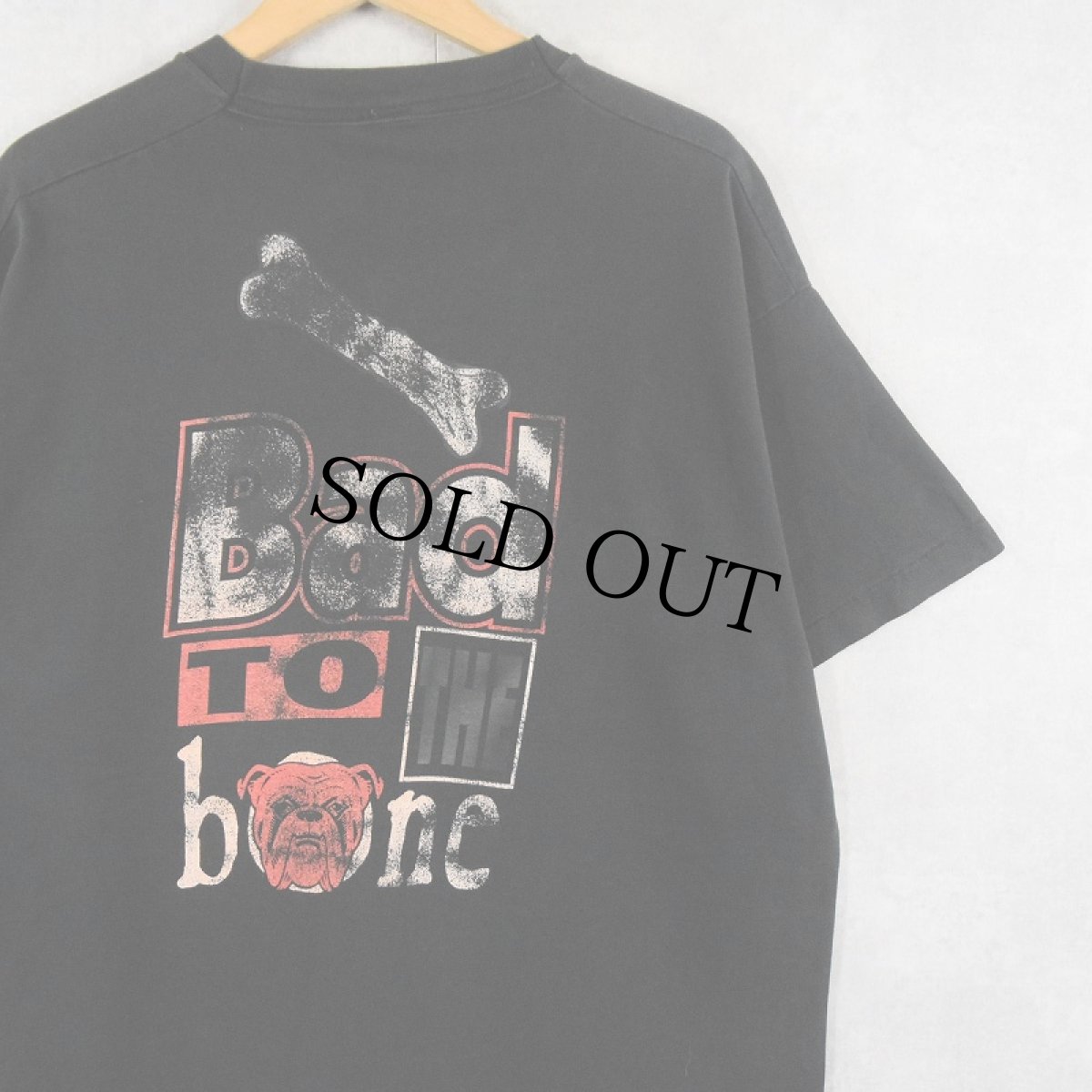画像1: 90's Band to the bone ブルドッグ プリントTシャツ BLACK XL (1)