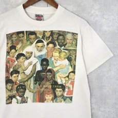 画像1: 90's Norman Rockwell "Golden Rule" アートプリントTシャツ M (1)