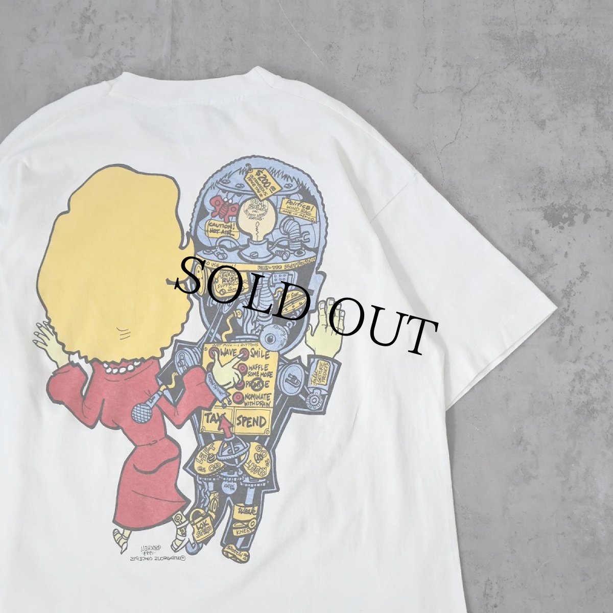 画像2: 90's USA製 クリントン夫妻 風刺画プリントTシャツ XL (2)