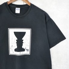 画像1: "Rubin's Vase" 騙し絵プリントTシャツ BLACK L (1)