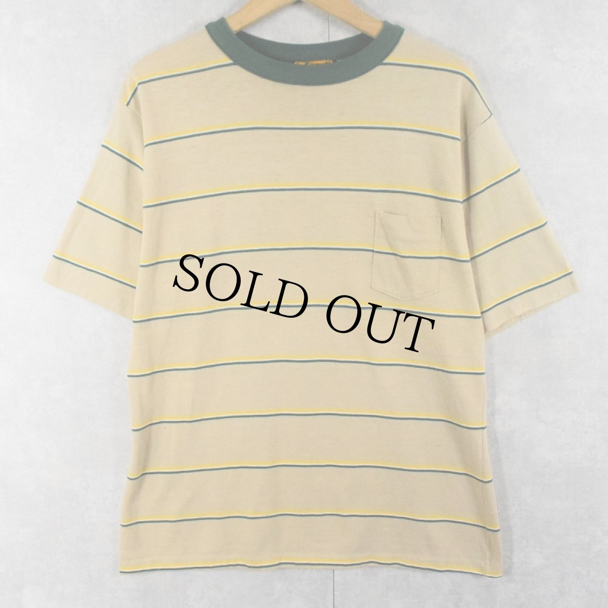 画像1: 70's ADMIT ONE ボーダー柄 ポリエステル×コットンTシャツ XL (1)