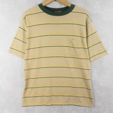 画像1: 70's ADMIT ONE ボーダー柄 ポリエステル×コットンTシャツ XL (1)