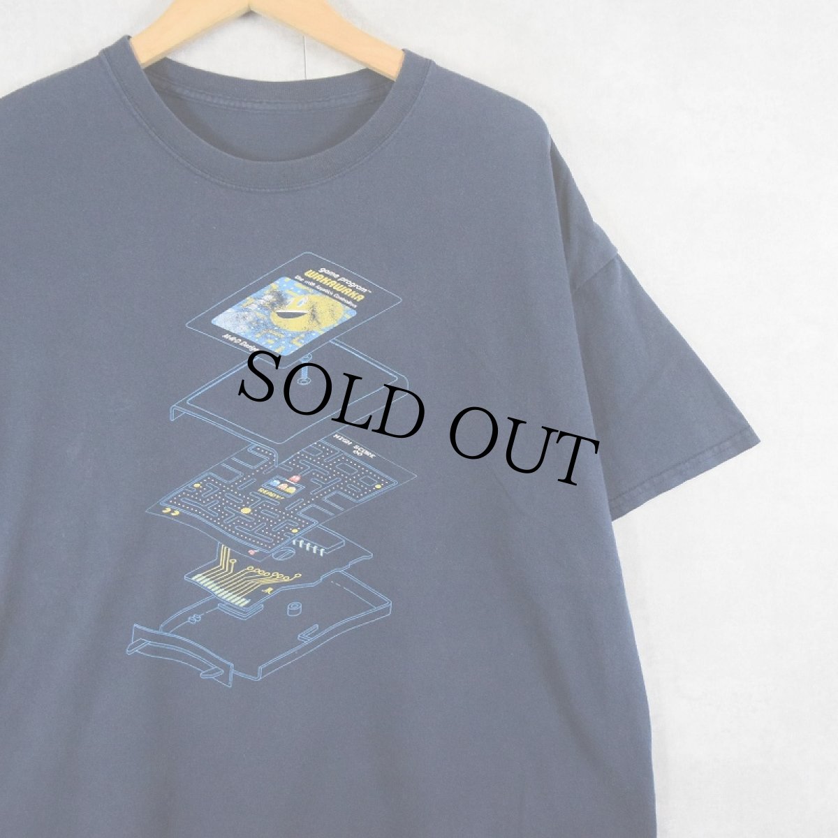 画像1: game program WAKAWAKA ゲームプリントTシャツ NAVY (1)