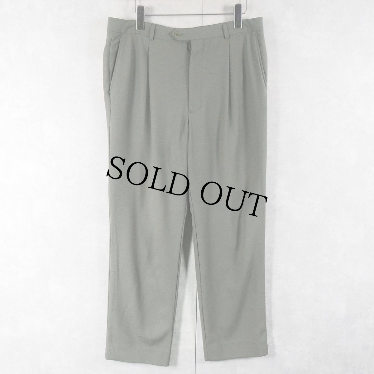 画像2: ARMANI COLLEZIONI ストライプ柄 スラックス KHAKI W33 (2)