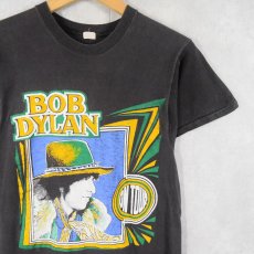 画像1: 70's BOB DYLAN フォークロックミュージシャン ツアープリントTシャツ BLACK (1)