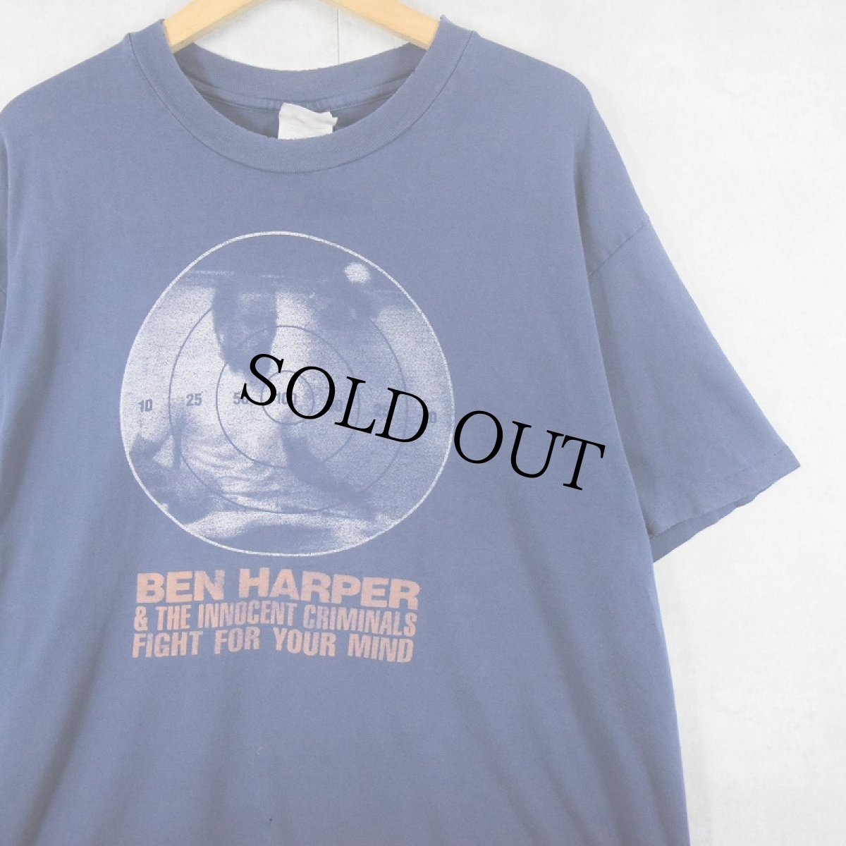 画像1: 90's BEN HARPER "FIGHT FOR YOURMIND" ミュージシャン プリントTシャツ NAVY XL (1)