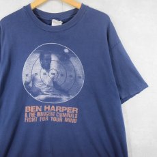 画像1: 90's BEN HARPER "FIGHT FOR YOURMIND" ミュージシャン プリントTシャツ NAVY XL (1)