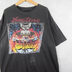 画像1: 90's AEROSMITH "Nine Lives Tour" ロックバンドツアープリントTシャツ BLACK XL (1)