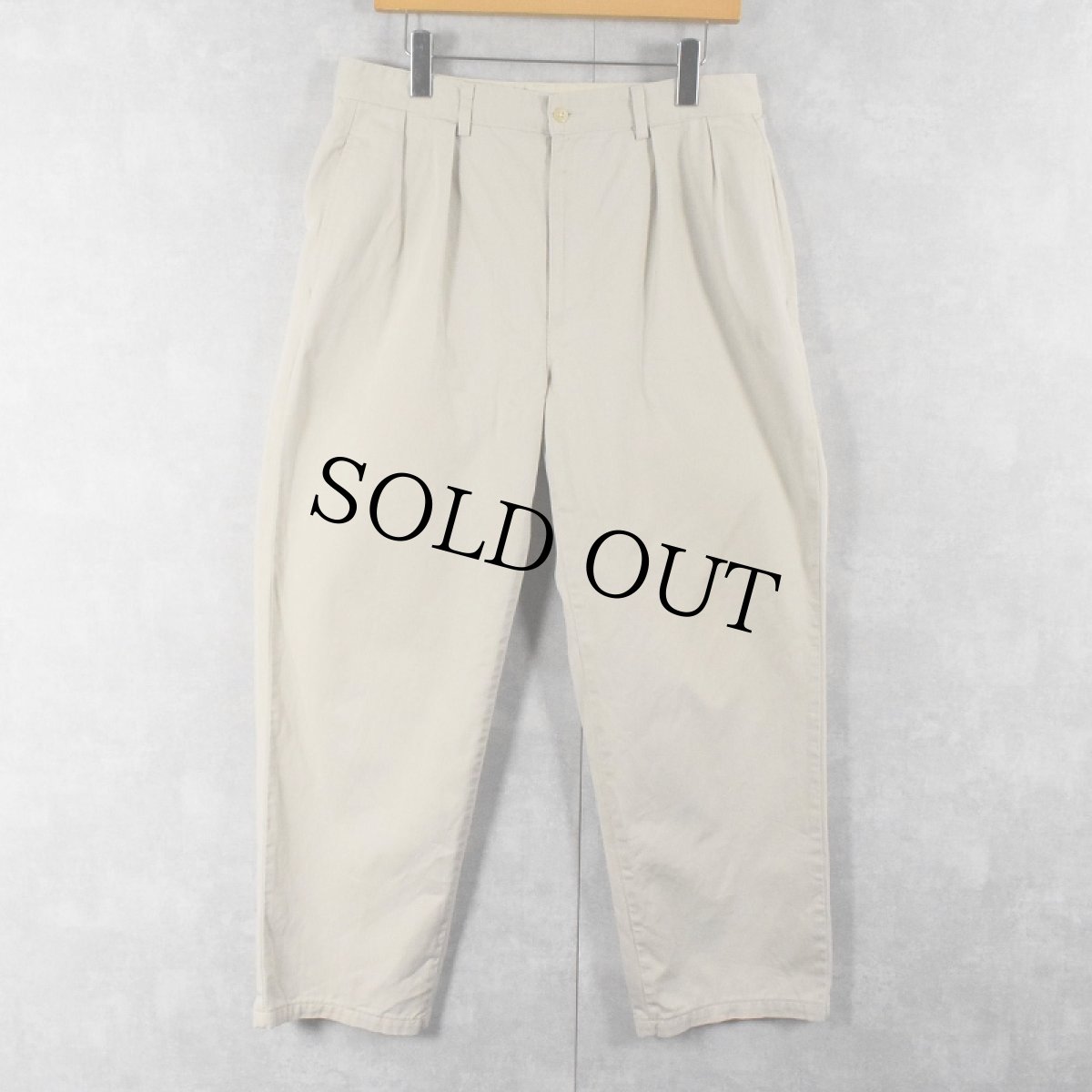 画像1: 90's POLO Ralph Lauren USA製 "POLO CHINO" 2タック コットンチノトラウザーズ W33 (1)
