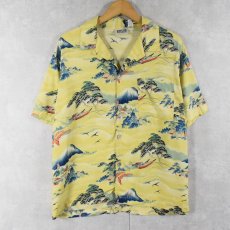 画像1: 90's CHICO'S DESIGN USA製 オールオーバーパターン レーヨンアロハシャツ SIZE1 (1)