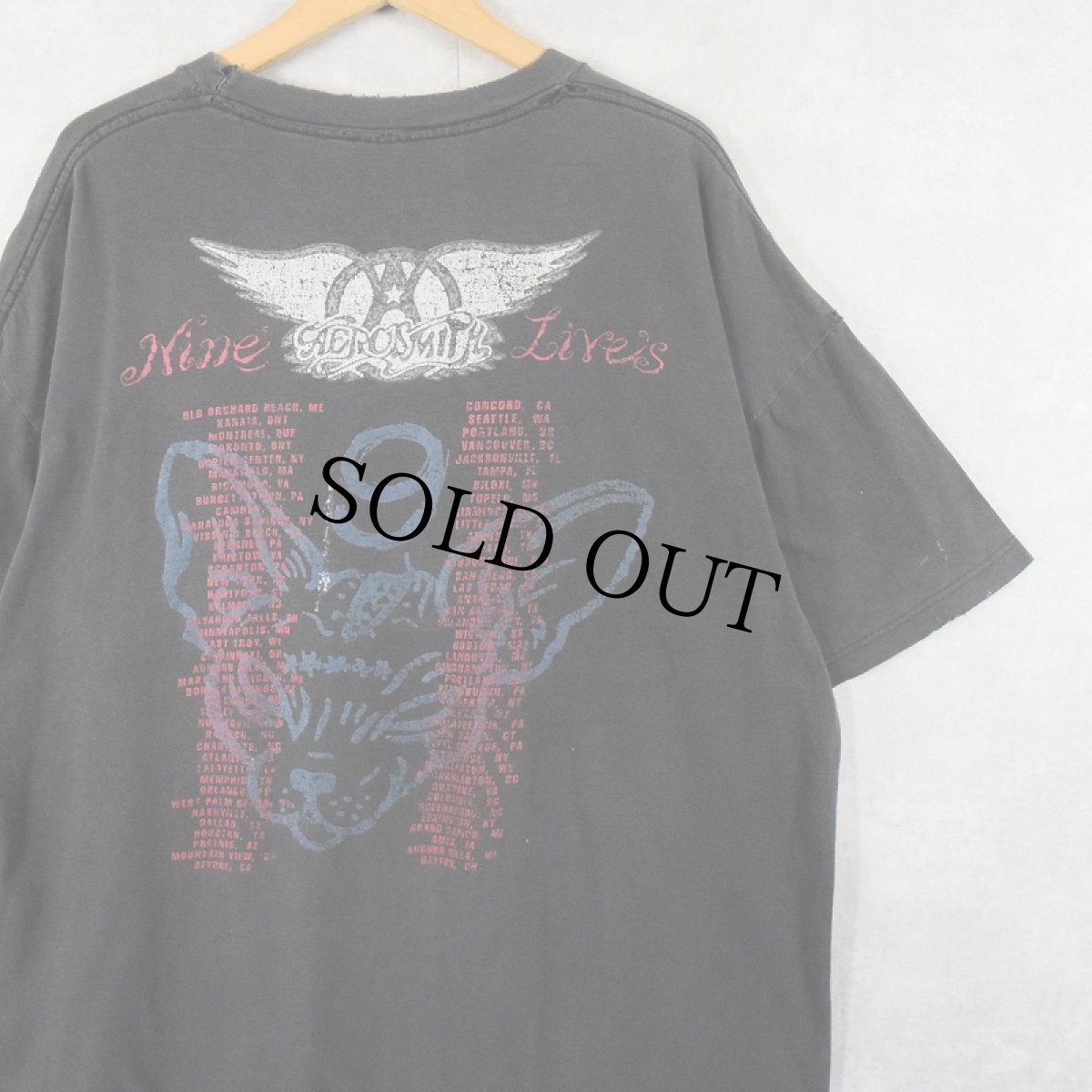 画像2: 90's AEROSMITH "Nine Lives Tour" ロックバンドツアープリントTシャツ BLACK XL (2)