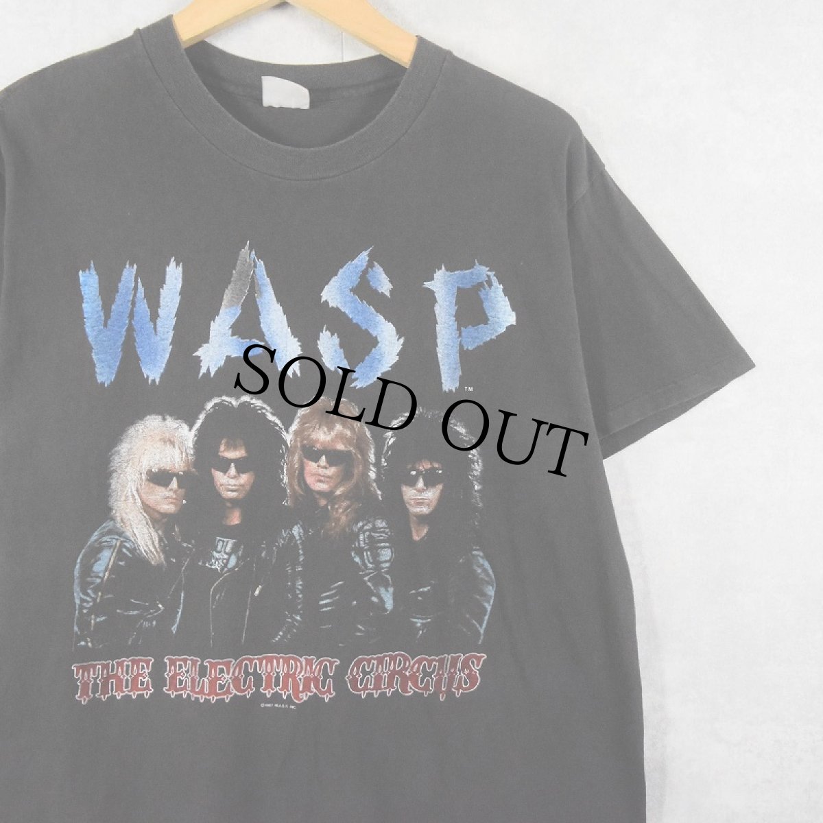 画像1: 80's W.A.S.P. USA製 ヘヴィメタル・バンド プリントTシャツ BLACK XL (1)