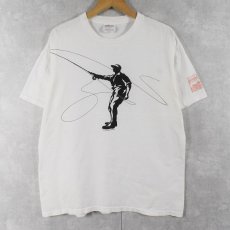 画像1: 90's フィッシングプリントTシャツ L (1)