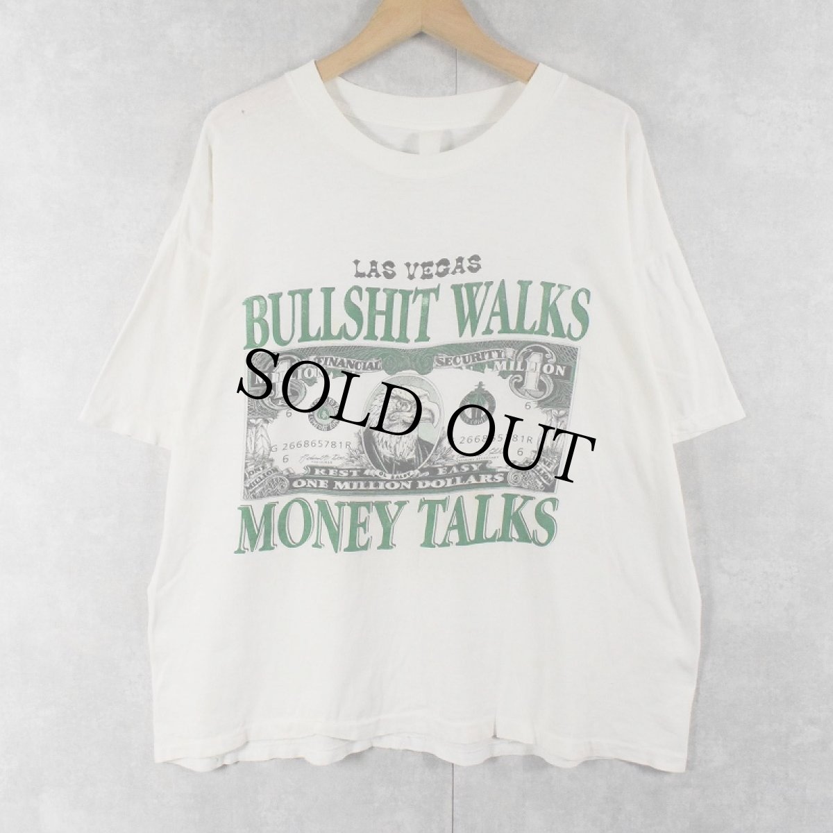 画像1: 80〜90's "BULLSHIT WALKS MONEY TALKS" プリントTシャツ (1)