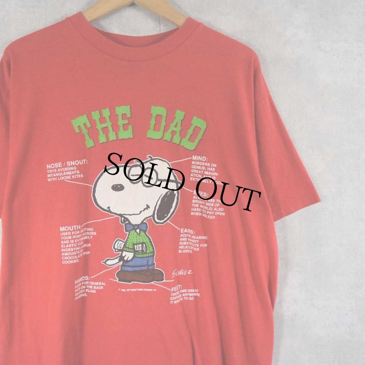 画像1: 80's SNOOPY USA製 "THE DAD" キャラクタープリントTシャツ L (1)