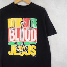 画像1: 90's USA製 "NOTHING BUT THE BLOOD OF JESUS" ジーザスプリントTシャツ BLACK L (1)