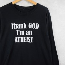画像1: "Thank GOD I'm an ATHEIST" ジーザス ジョークプリントロンT BLACK  (1)