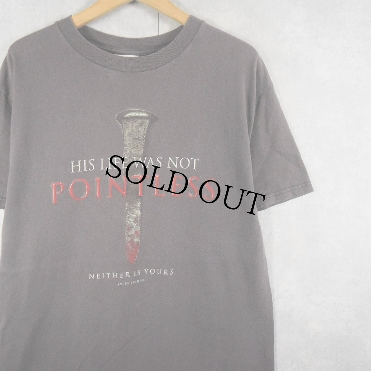画像1: SOLID LIGHT "HIS LIFE WAS NOT POINTLESS" ジーザスプリントTシャツ L (1)