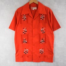 画像1: 70〜80's LA DAMA 刺繍デザイン キューバシャツ  (1)