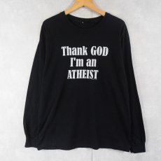 画像2: "Thank GOD I'm an ATHEIST" ジーザス ジョークプリントロンT BLACK  (2)